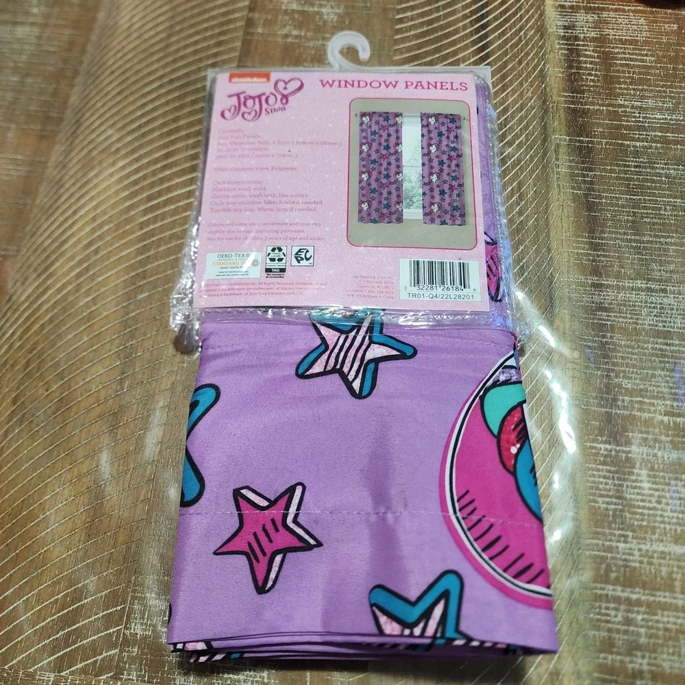 JoJo Siwa Window Panels 2 Piece Set Purple Star Unicorn 82x63 Nickelodeon NEW